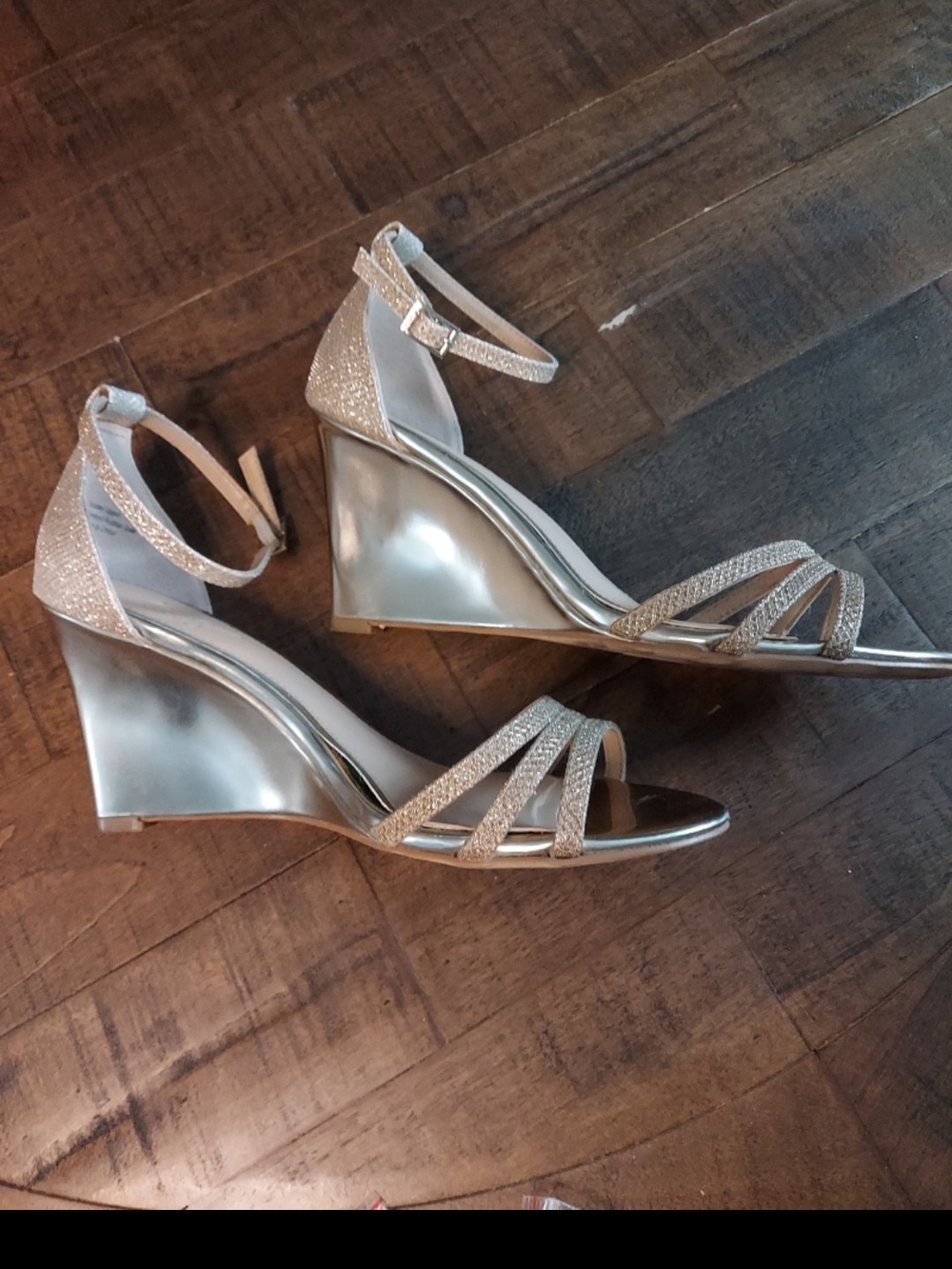 Badgely Mishka Gold Rose Gold Wedges, Size 8